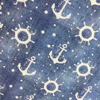 Sommersweat Anker Steuerrad Jeansoptik blau